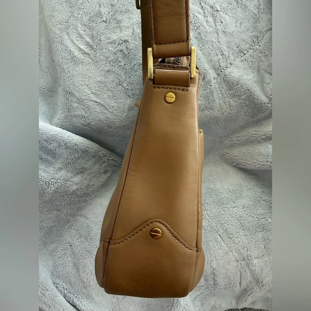 Etienne Aigner Brown Leather Shoulder Bag with Gold Hardware